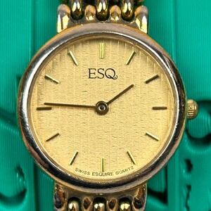 ESQ by Movado Esquire Womens Gold Tone Swiss Quartz Watch 100279 22m Dial Tested